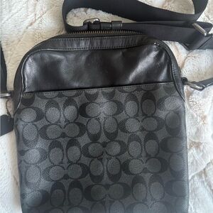 Men's Black Leather Crossbody